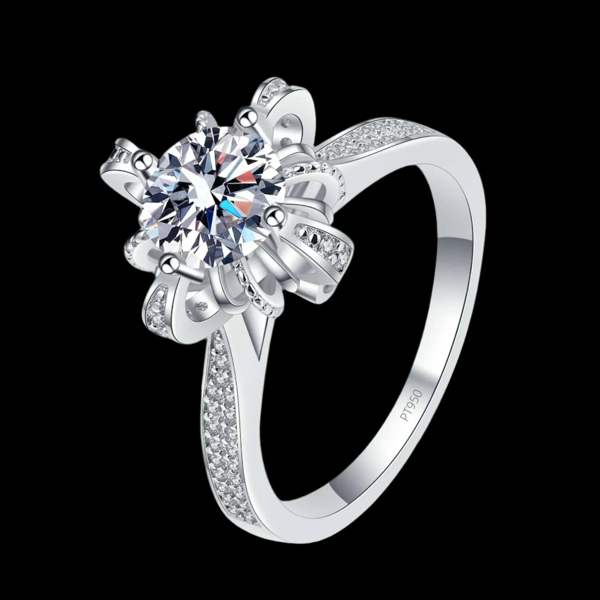 The Carat Cave Luxury Platinum 1 carat Moissanite Diamond Ring