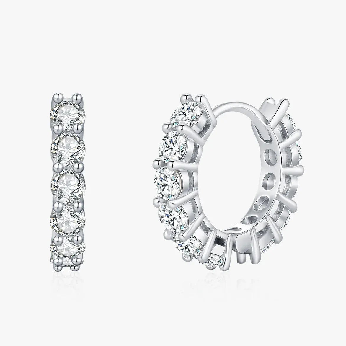 The Carat Cave MSE0108 MODIAN D Color Sparkling Moissanite Ear Buckles Lab Diamond 925 Sterling Silver Luxury Hoop Earrings for Women Jewelry Gifts