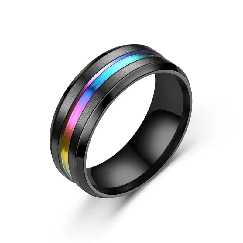 The Carat Cave Multicolour / 6 8mm Black Stainless Steel Wedding Band