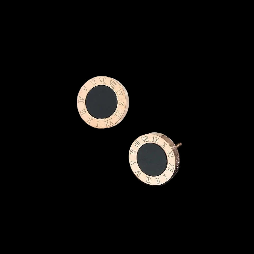 The Carat Cave Obsidian Roman Studs - Rose High-quality Designer Stud Earrings