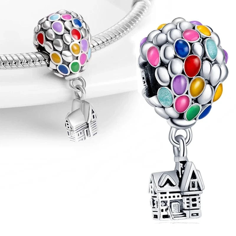The Carat Cave PYC3000 925 Sterling Silver Sparkling Pink Hot Air Balloon Dangle Fit Charms Silver 925 Original Bracelet for Jewelry Making