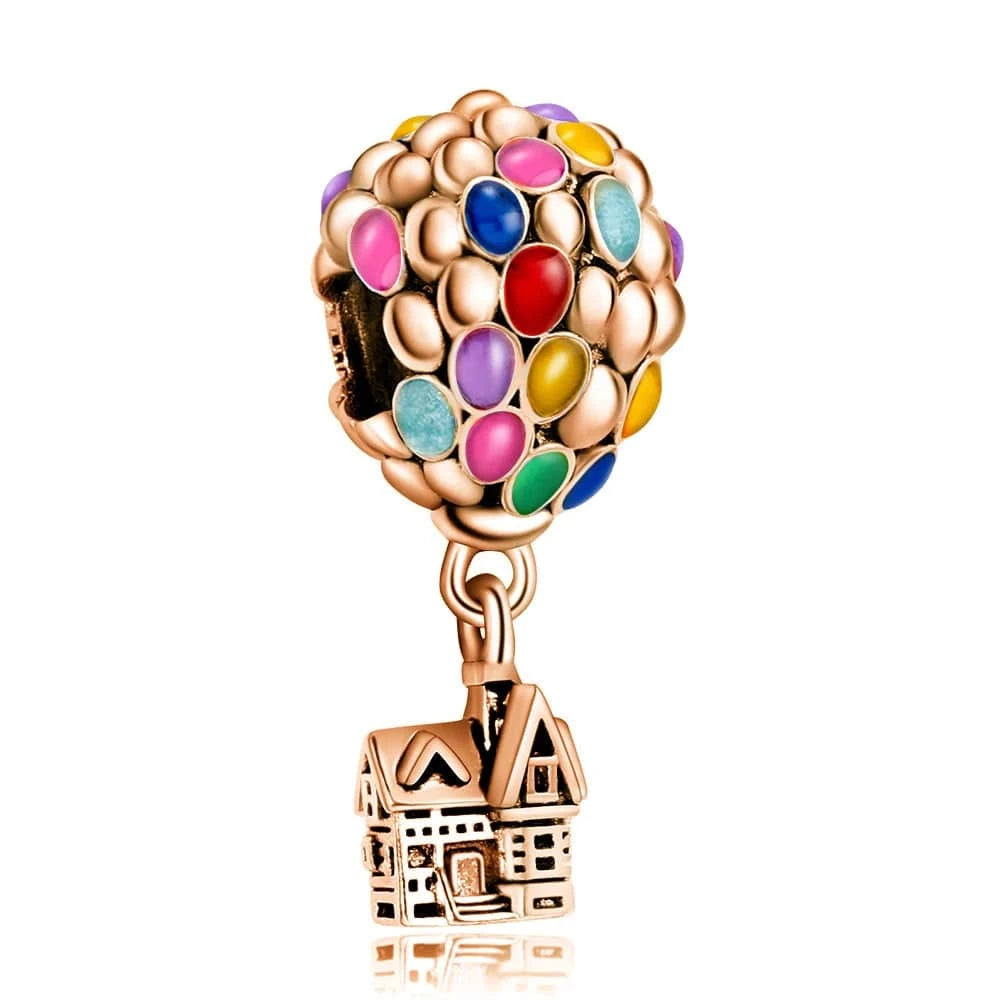 The Carat Cave PYC3001 925 Sterling Silver Sparkling Pink Hot Air Balloon Dangle Fit Charms Silver 925 Original Bracelet for Jewelry Making
