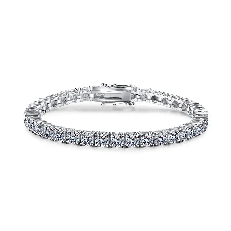The Carat Cave Real 3MM D VVS Moissanite Tennis Bracelet Passes Diamond Sparkling Test Solid S925 Jewelry Wedding Women Gift