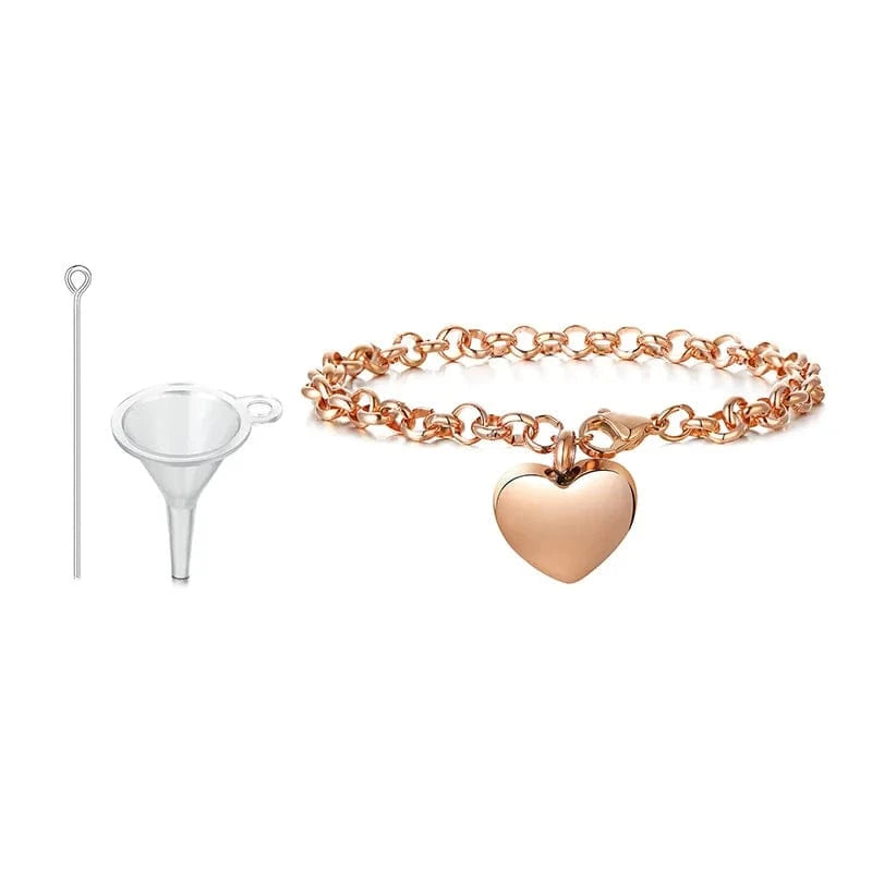 The Carat Cave rose gold / Blank No Words Custom Engrave Heart Bracelet Cremation for Ashes Memorial Urn Bracelet Women Stainless Steel Adjsutable Human Pet Gift