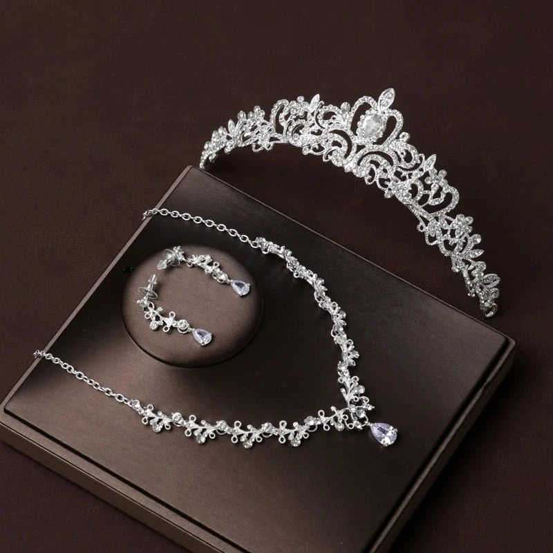 The Carat Cave Royal Grace Set Bridal Tiara & Jewellery Set – 4 Piece