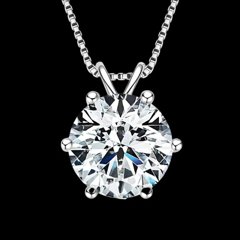 The Carat Cave Silver - 11mm - 5.0ct Certified Moissanite Pendant Necklace 925 Sterling Silver