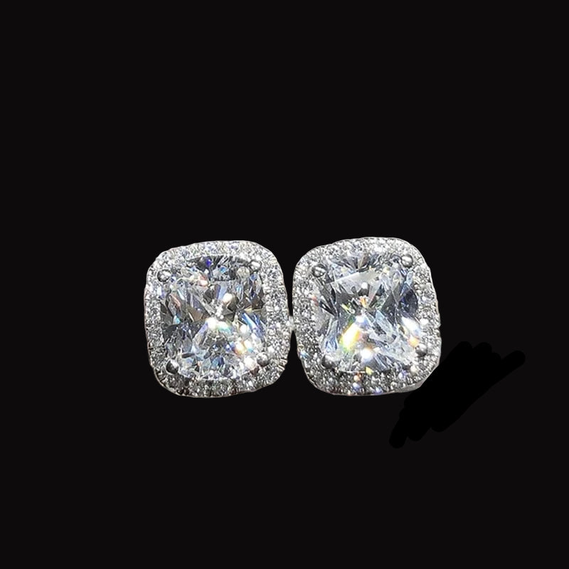 The Carat Cave Silver Cushion Cut CZ Stud Earrings – Classic Sparkle