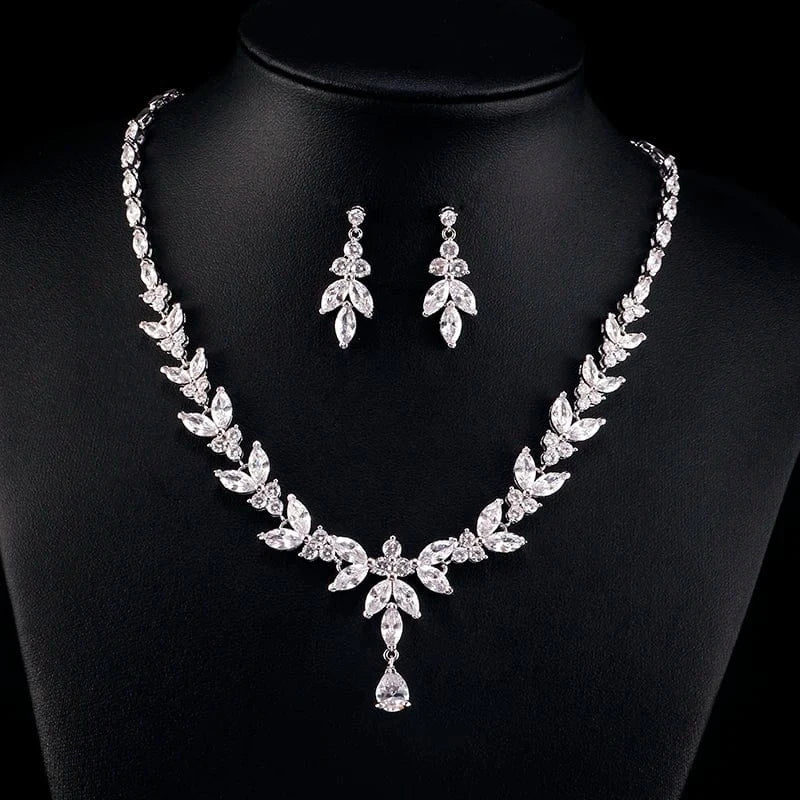 The Carat Cave Silver Earrings & Necklace Luxury Bridal Jewellery Sets
