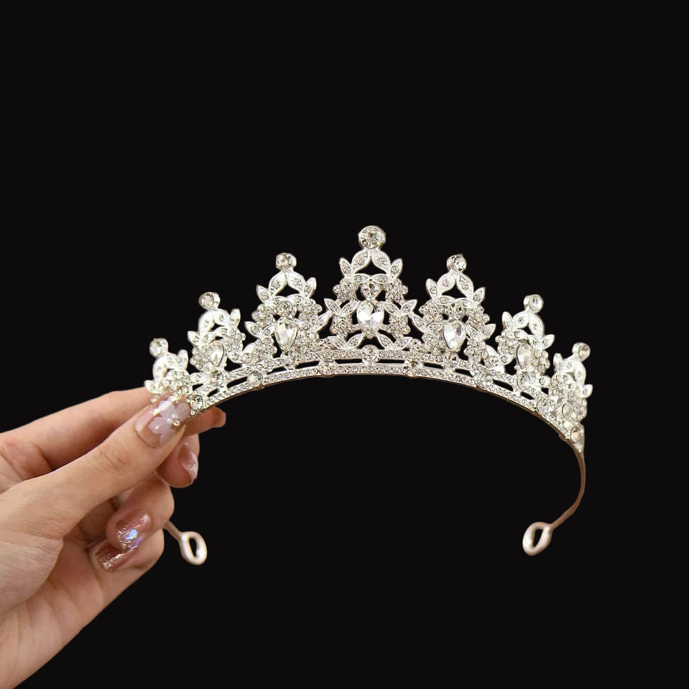 The Carat Cave Silver White Flower Girl Crystal Tiara