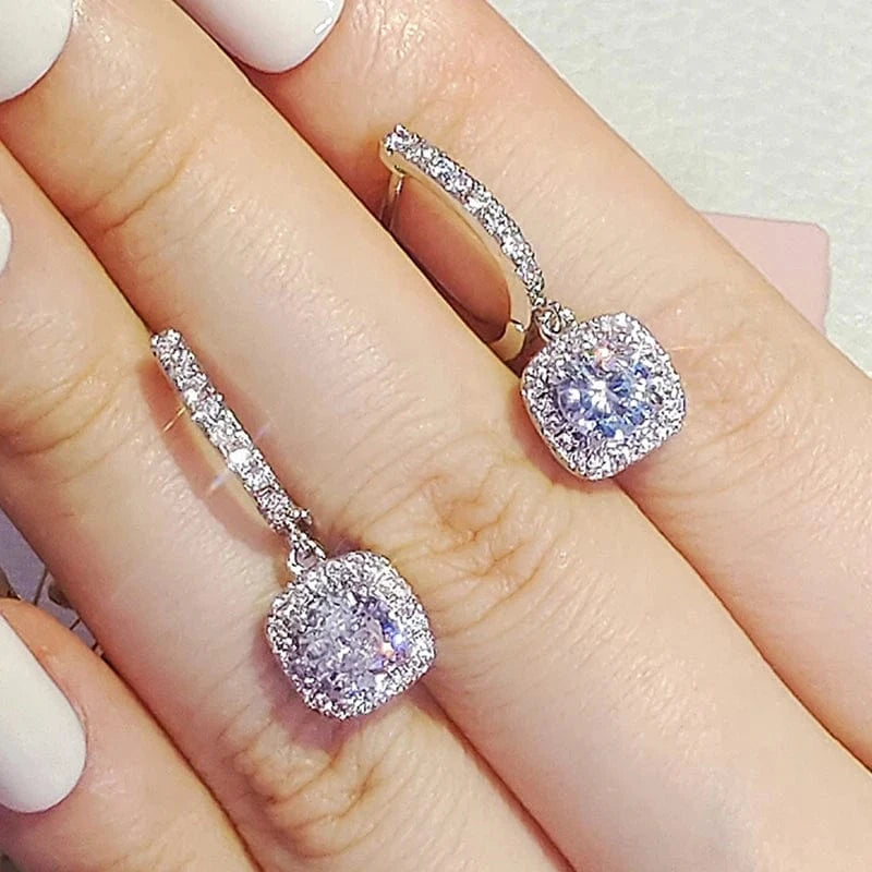 The Carat Cave Square Drop Earrings – CZ Bridal Design