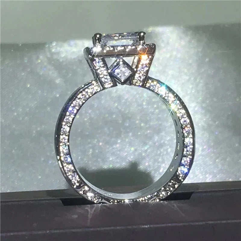 The Carat Cave Square Halo CZ Engagement Ring