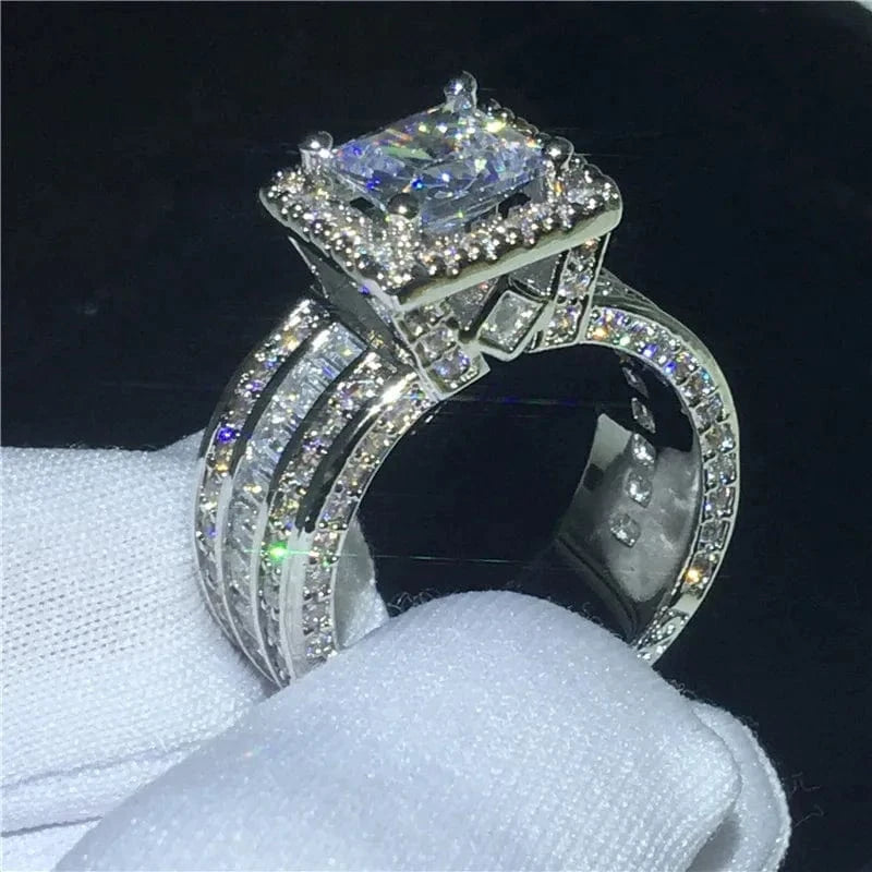 The Carat Cave Square Halo CZ Engagement Ring