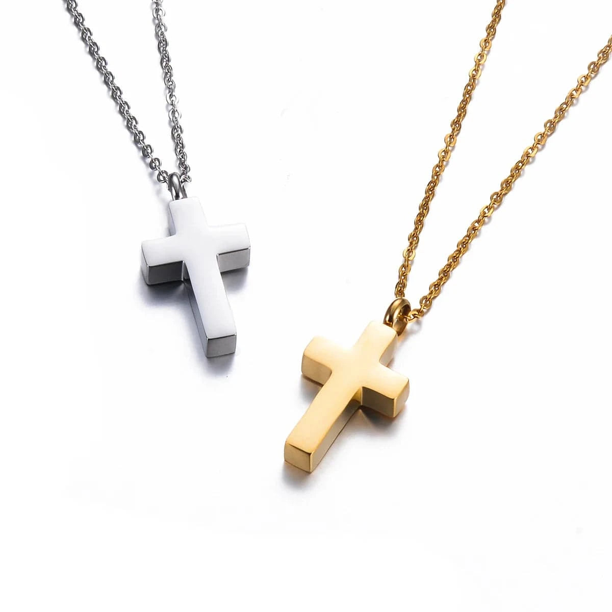 The Carat Cave Stainless Steel Classic Cross Cremation Urn Locket Pendant Necklace Memorial Keepsake Jewelry For Women/Men