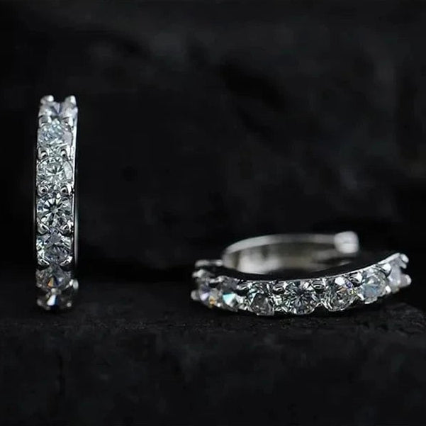 The Carat Cave Sterling Silver Plated Crystal Hoop Earrings