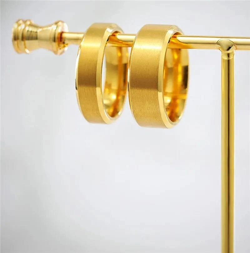 The Carat Cave TIGRADE Pure Titanium Rings Gold Color 6MM 8MM Brushed Wedding Band Luxury in Comfort Fit Matte for Men Women Anti-allergy