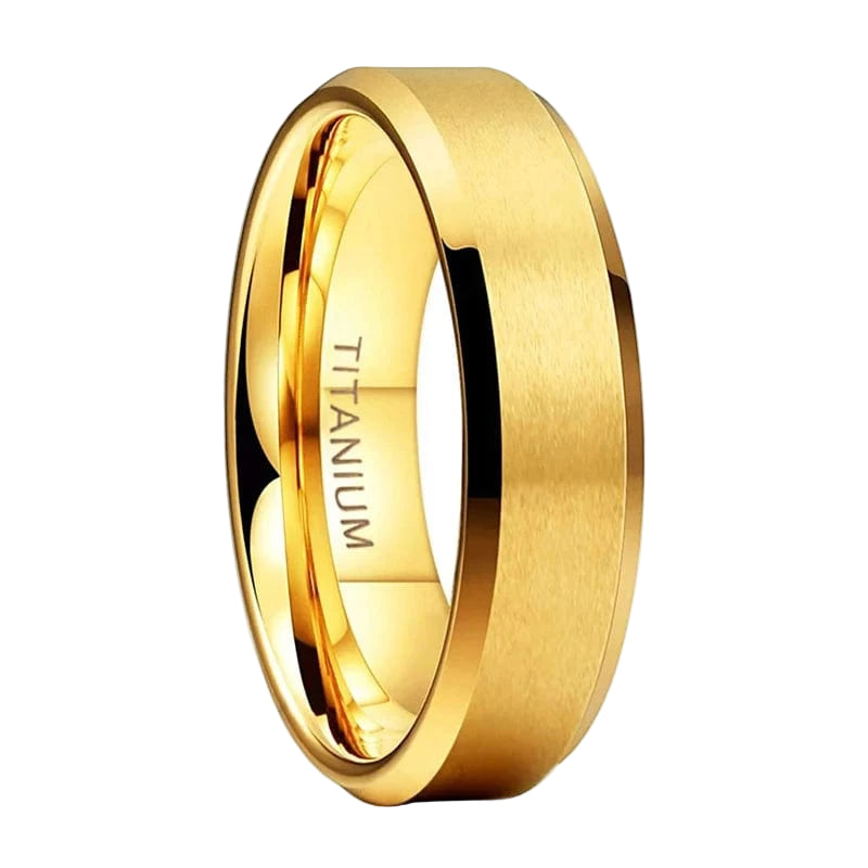 The Carat Cave Pure Titanium Rings Gold Color 6MM 8MM Brushed Wedding Band Luxury in Comfort Fit Matte for Men Women Anti-allergy