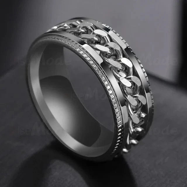 The Carat Cave WHITE / 10 Cool Stainless Steel Rotatable Men Ring High Quality Spinner Chain Punk Women Jewelry for Party Gift