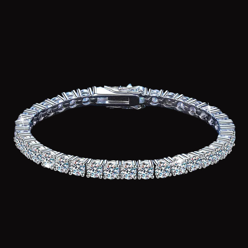 The Carat Cave zircon 3mm / 15cm Real 3MM D VVS Moissanite Tennis Bracelet Passes Diamond Sparkling Test Solid S925 Jewelry Wedding Women Gift