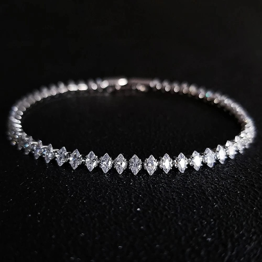 The Carat Cave 16cm Luxury Silver CZ Cut Mix Bracelet
