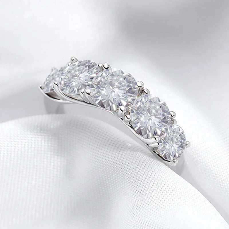 The Carat Cave 18k Plated 3.6CT 5 Stones Sparkling Diamond Wedding Band