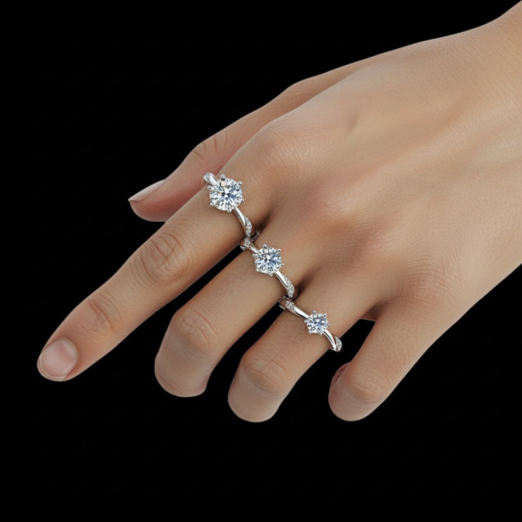 The Carat Cave 18K White Gold lab grown Diamond Ring