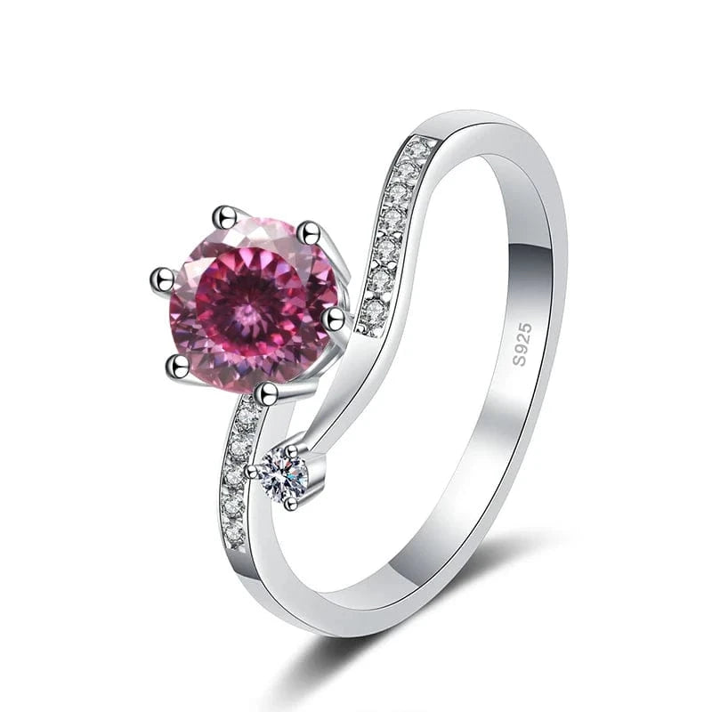 The Carat Cave 1ct silver / 100 Cut Pink / 9 1ct Moissanite Diamond Ring