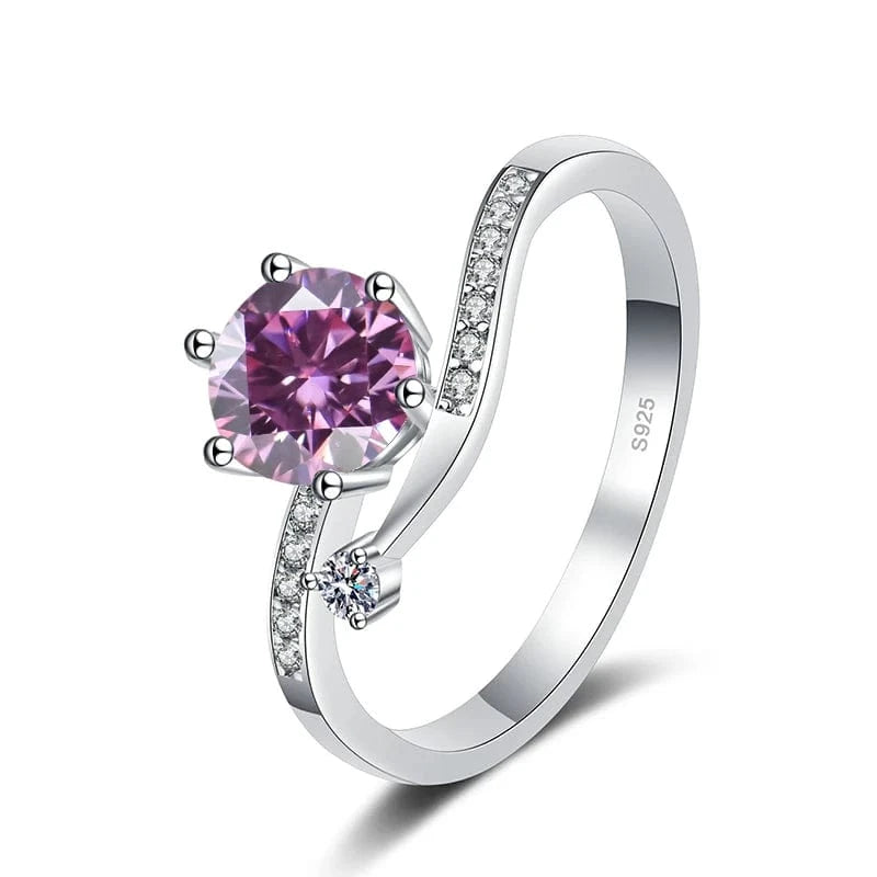 The Carat Cave 1ct silver / pink / 5 1ct Moissanite Diamond Ring