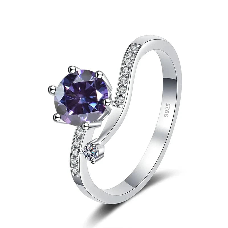 The Carat Cave 1ct silver / violet / 9 1ct Moissanite Diamond Ring