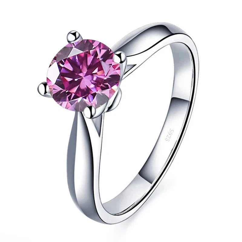 The Carat Cave 2CT 8mm / dark pink / 7 2 Carat Lab Grown Moissanite Ring coloured Diamond
