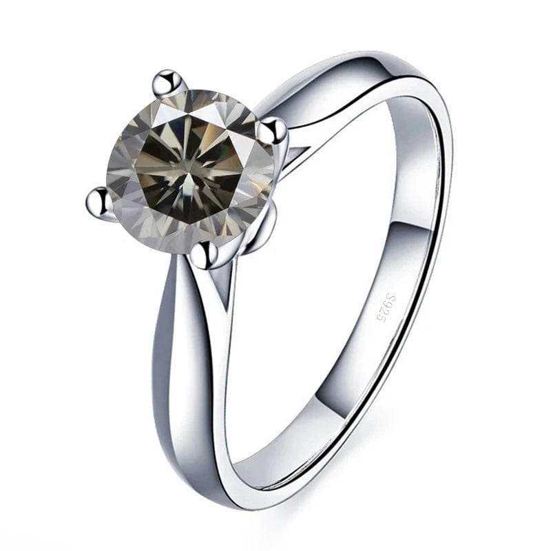 The Carat Cave 2CT 8mm / grey / 8 2 Carat Lab Grown Moissanite Ring coloured Diamond