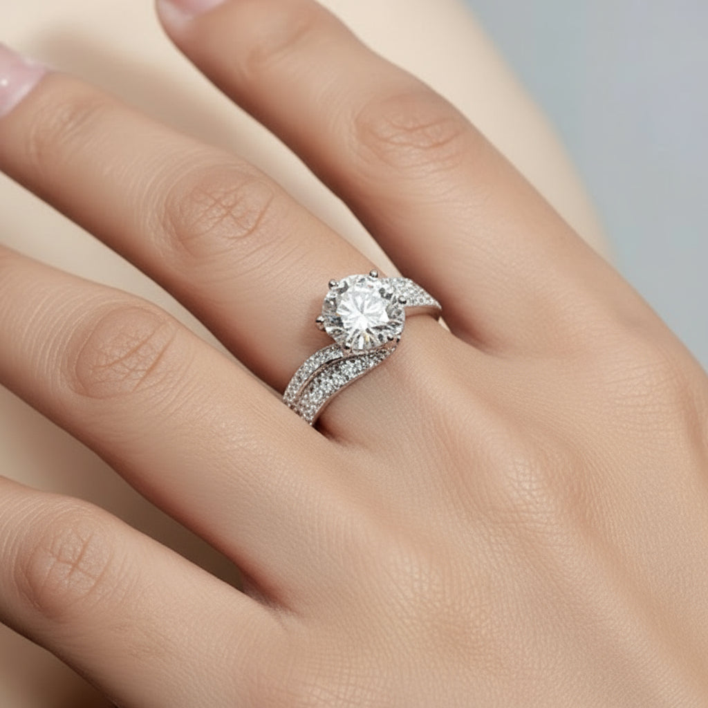 The Carat Cave 2ct Deluxe Crown Moissanite Diamond Ring