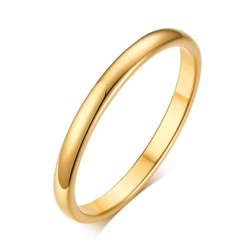 The Carat Cave 2mm Gold Color / 12 Letdiffery Simple 2/4/6/8mm Stainless Steel Wedding Rings Golden Smooth Women Men Couple Ring Fashion Jewelry
