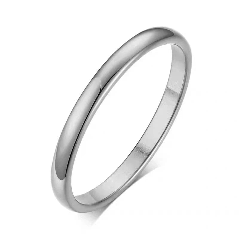 The Carat Cave 2mm Silver Color / 9 Letdiffery Simple 2/4/6/8mm Stainless Steel Wedding Rings Golden Smooth Women Men Couple Ring Fashion Jewelry