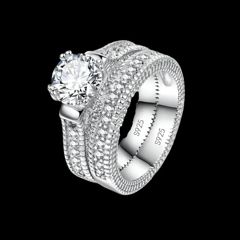 The Carat Cave 5 925 Sterling Silver CZ Couple Ring Set