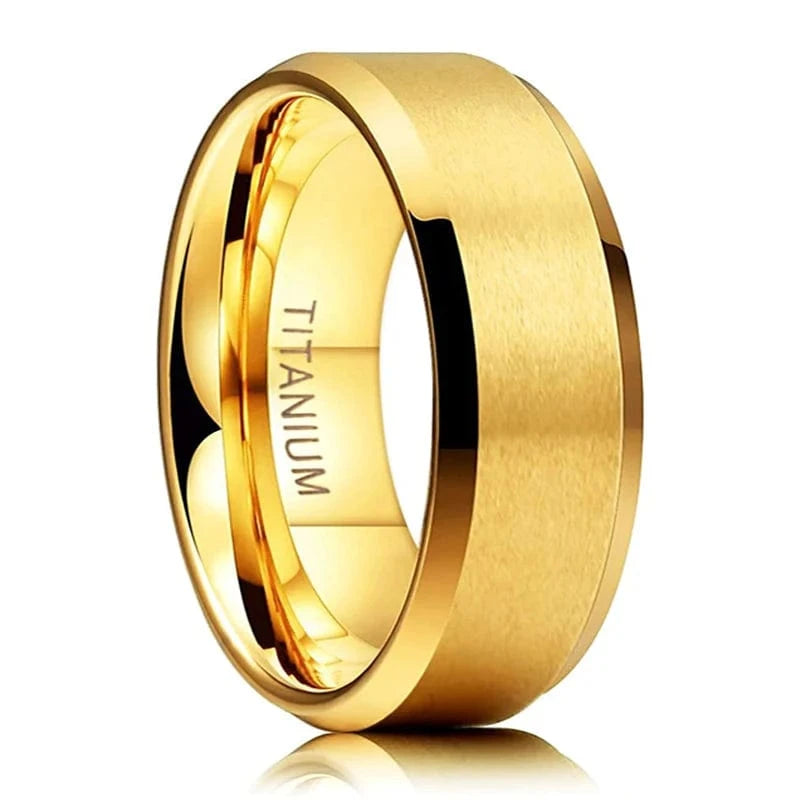 The Carat Cave 8mm / 6.5 TIGRADE Pure Titanium Rings Gold Color 6MM 8MM Brushed Wedding Band Luxury in Comfort Fit Matte for Men Women Anti-allergy