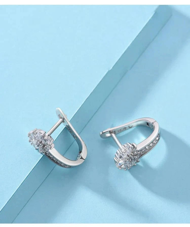 The Carat Cave 925 Sterling Silver Crystal Flower Earrings