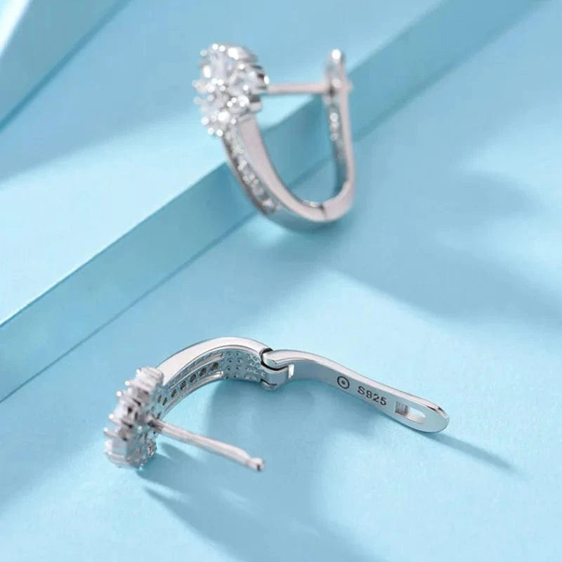 The Carat Cave 925 Sterling Silver Crystal Flower Earrings
