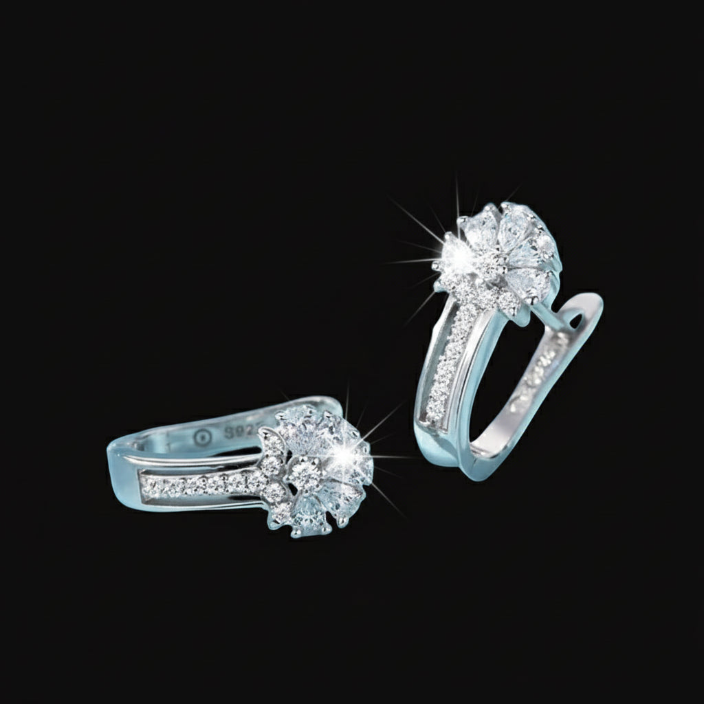 The Carat Cave 925 Sterling Silver Crystal Flower Earrings