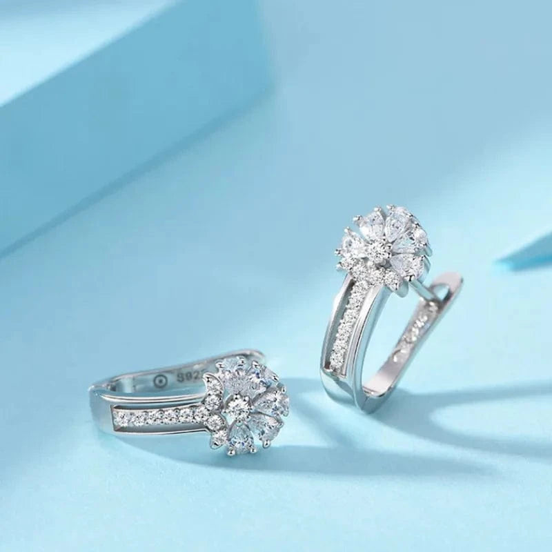 The Carat Cave 925 Sterling Silver Crystal Flower Earrings