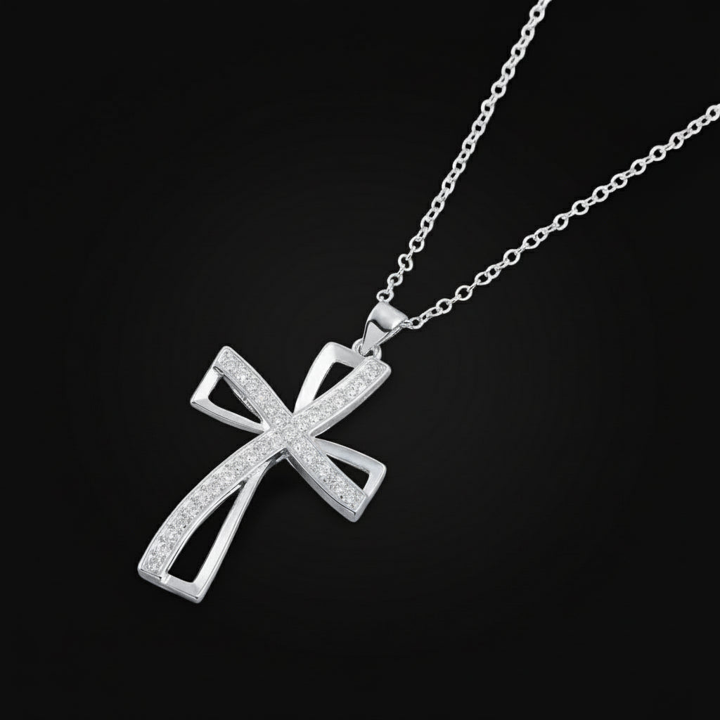 The Carat Cave 925 Sterling Silver Necklace Cross Charm
