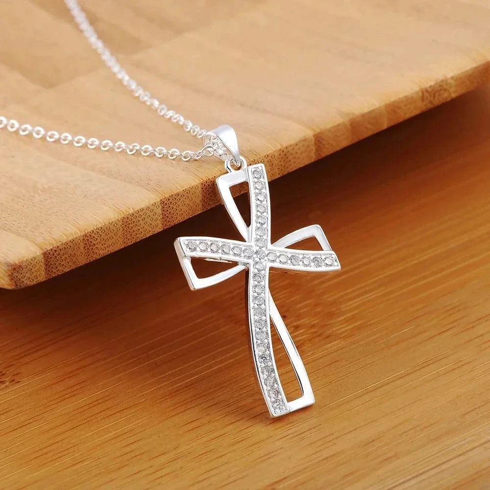 The Carat Cave 925 Sterling Silver Necklace Cross Charm