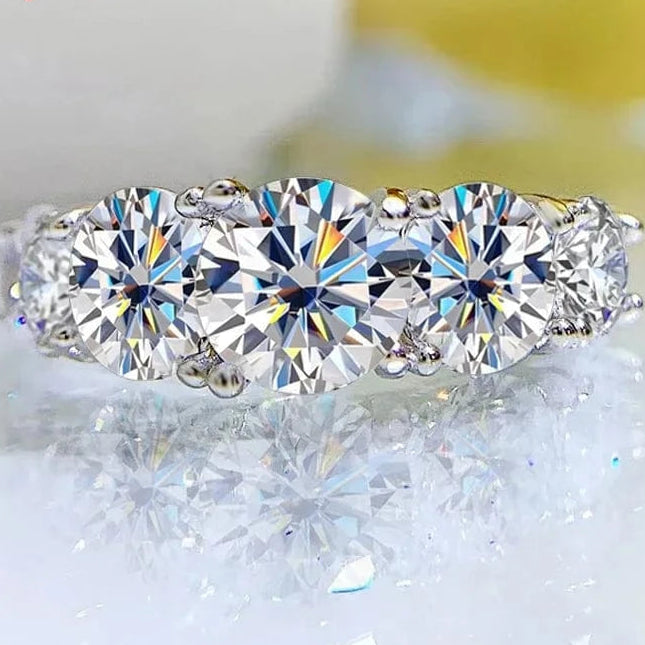The Carat Cave All Mossanite 3.6CT / 10.5 18k Plated 3.6CT 5 Stones Sparkling Diamond Wedding Band