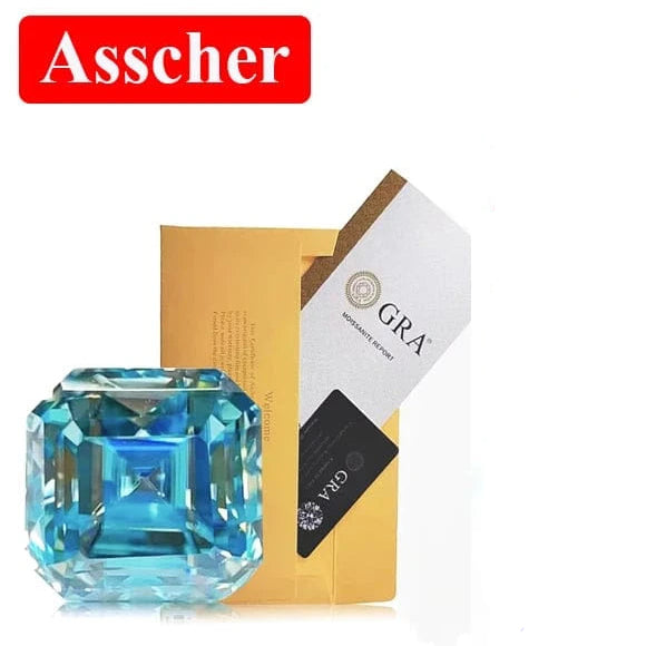 The Carat Cave Asscher cut / 10ct Sea Blue Lab Grown Diamond