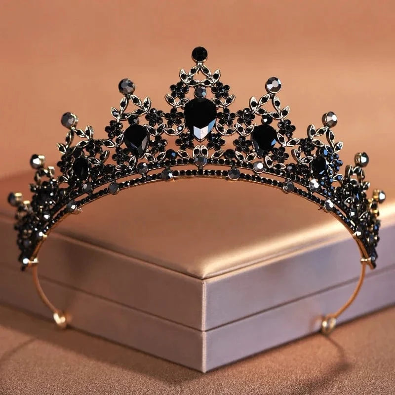 The Carat Cave Black Baroque Red & Black Bridal Tiara
