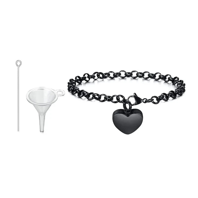 The Carat Cave black color / Blank No Words Custom Engrave Heart Bracelet Cremation  for Ashes Memorial Urn Bracelet Women Stainless Steel Adjsutable Human Pet Gift