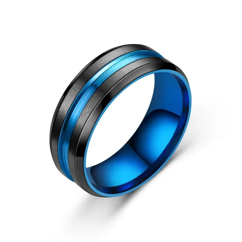 The Carat Cave Blue / 6 8mm Black Stainless Steel Wedding Band