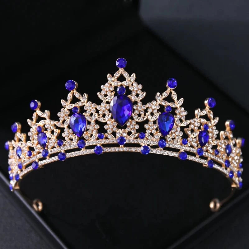 The Carat Cave Blue Crystal Tiara – Silver Diadem