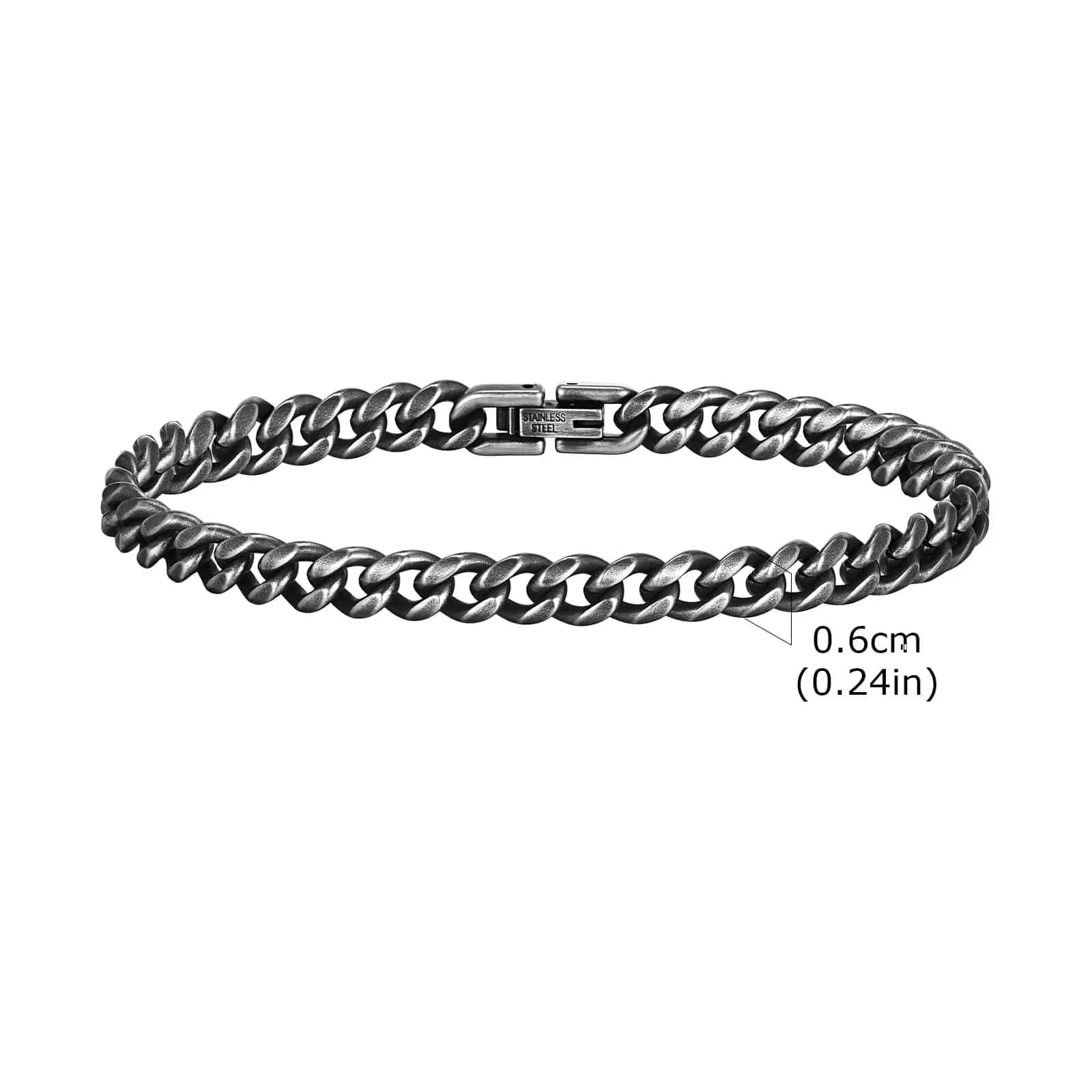 The Carat Cave BR-1704GR-6 / 22cm Stainless Steel Bold Cuban Bracelets for Men Women - 6mm/8mm/10mm/12mm