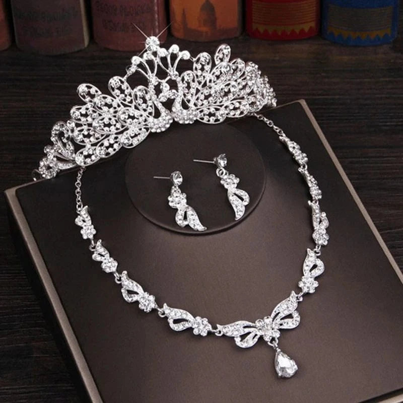 The Carat Cave Celestial Crown Set Bridal Tiara & Jewellery Set – 4 Piece