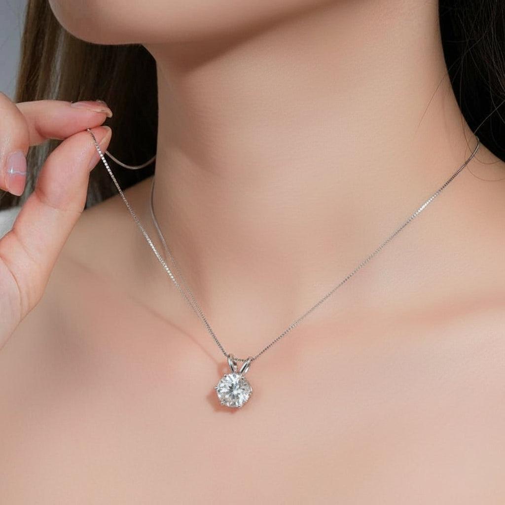 The Carat Cave Certified Moissanite Pendant Necklace 925 Sterling Silver